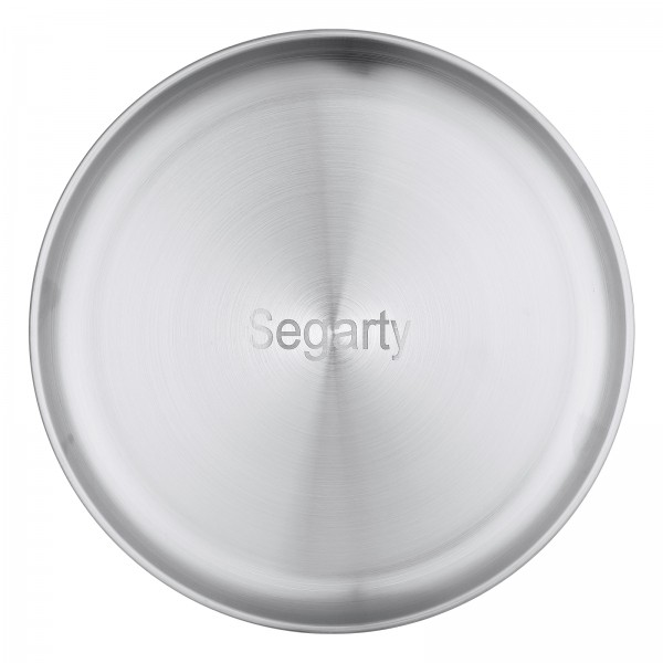 Segarty Round 304 Stainless Steel Tray - Dia 10in/26cm Silver Serving Platter for Drinks, Skincare, Bedroom, Bathroom, Living Room Storage - No Handles, All Purpose Portable Household Container, Non-Food Use