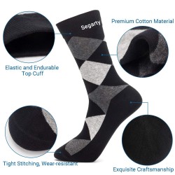 Segarty Mens Dress Socks, 12 Pack Argyle Socks for Men, Navy Blue Socks Groomsmen Gifts, Medium Thickness, Size 10-13
