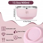 Segarty 304 Stainless Steel Bowl 400ml 13.5oz with PP Outer Layer - Double Wall Thermal Bowl for Kids, Soup, Cereal, Rice, Salad - BPA Free, Dishwasher Safe, Lightweight & Unbreakable