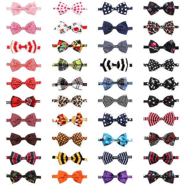 Dog Bow Ties, 40 PCS Segarty Pet Neck Bows, Bulk Pet Bowties with Adjustable Collar, Grooming Bowknot for Christmas Birthday Holiday Valentine Party Dog Photography Accessories Gift for Puppy Dogs Cat…