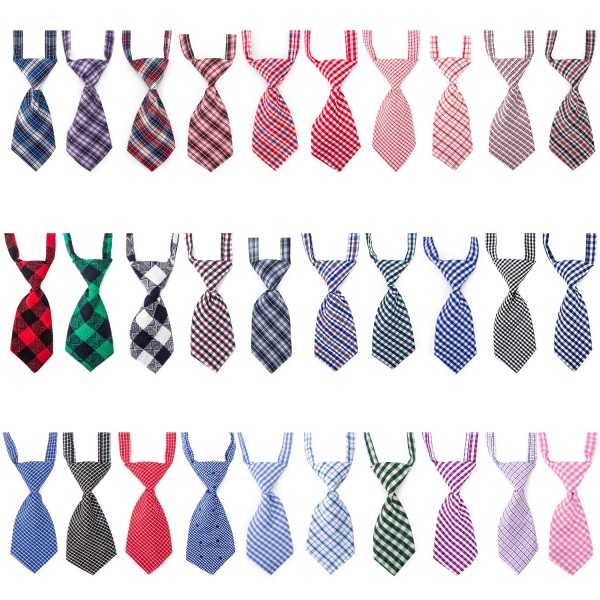 Segarty Dog Ties and Bows, 30 PCS Plaid Pet Neck Ties Grooming Accessories for Daily Wearing Birthday Photography Holiday Festival Party Gift, Seasonal Necktie for Small Medium Dogs