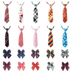 Segarty Dog Ties and Bows, 20pcs Bowties and Neck Ties with Adjustable Collar for Medium Large Boy Girl Dogs Pets, Bulk Assorted Ties for Wedding Holiday Valentine Customes Dog Grooming Bows Neckties
