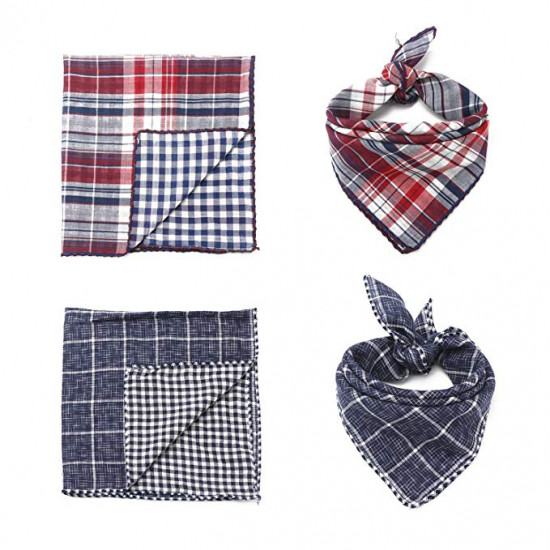 Segarty Dog Bandanas, 4PCS Triangle Bibs Reversible Plaid Printing Dog Kerchief Set, Scarfs Accessories for Small to Large Dogs Cats Pets Segarty Dog Bandanas, 4PCS Triangle Bibs Reversible Plaid Printing Dog Kerchief Set, Scarfs Accessories for Small to Large Dogs Cats Pets